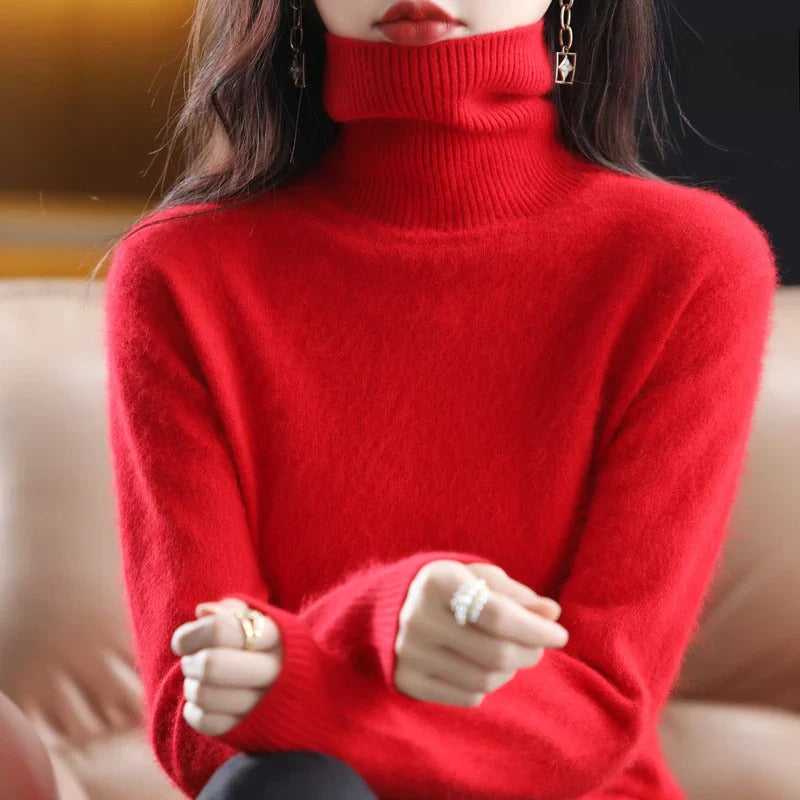 Elise – Damski sweter z golfem miętowy elegancki