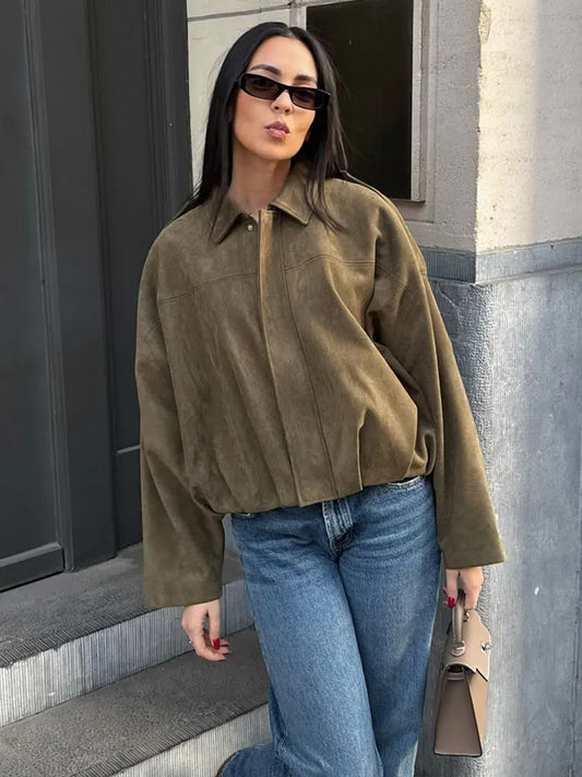 Milena - Kurtka damska z imitacji zamszu elegancka i wygodna