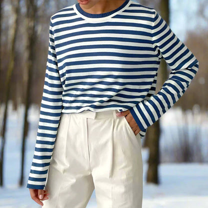 Amelia – Striped Long-Sleeve Knit Top for Women
