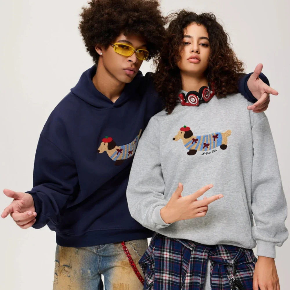 Tomek – Bluza Damska z Kapturem i Haftowanym Motywem Jamnika