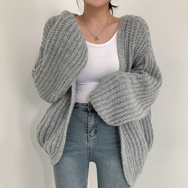 Ella - Damski kardigan oversize o grubym splocie i luźnym kroju