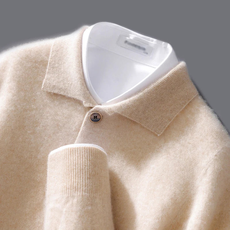 Lucas – Classic Buttoned Collar Knit Sweater for Men
