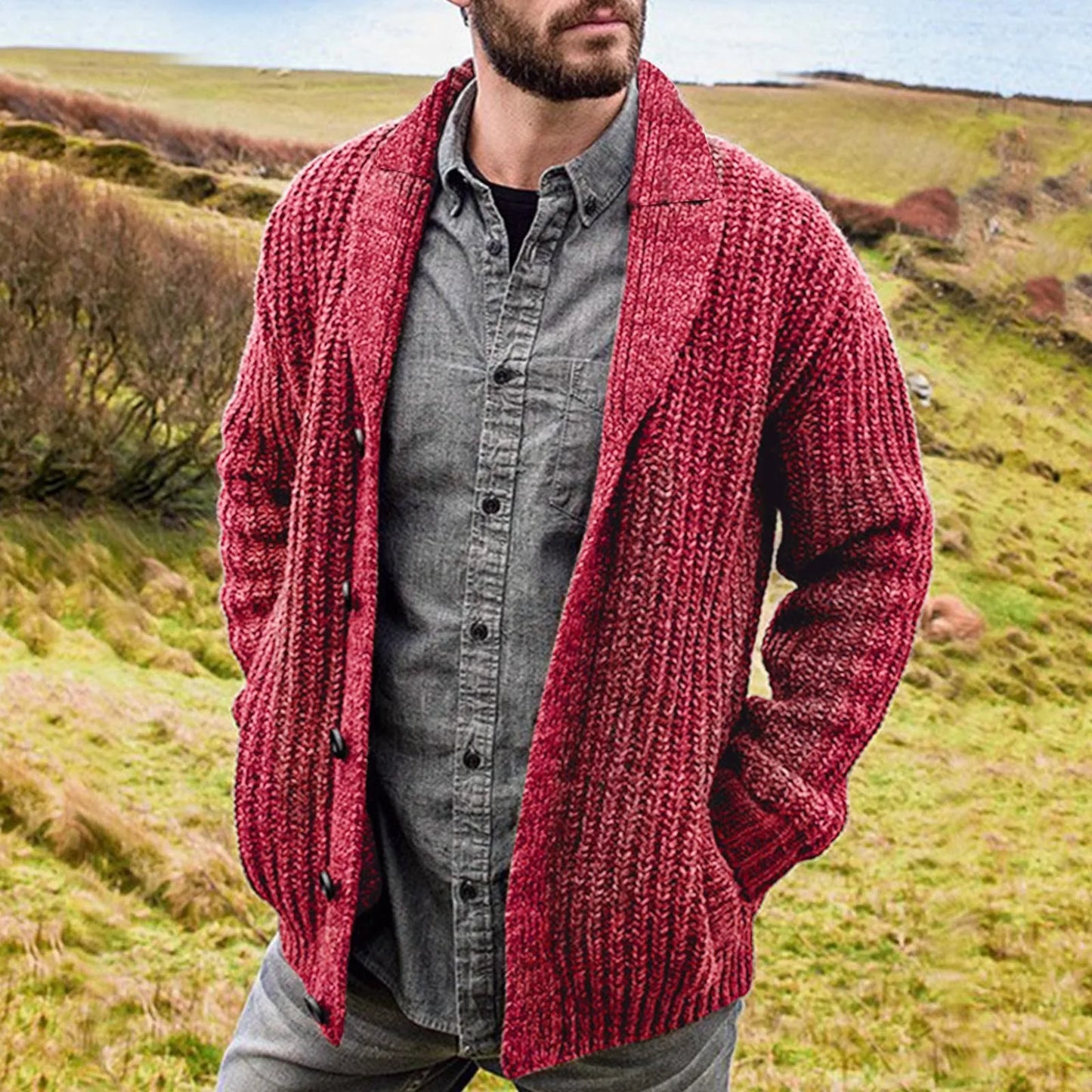 Ewan – Chunky Knit Open-Front Cardigan