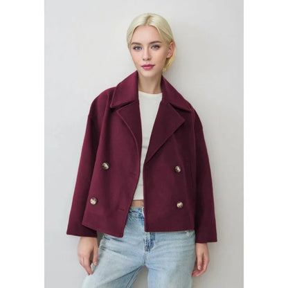 Chloe – Cropped Double-Breasted Wool-Blend Coat for Women