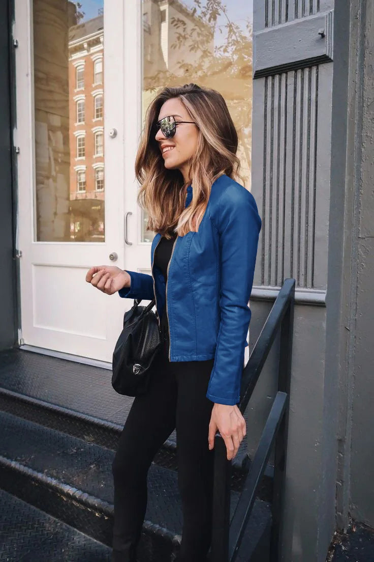 Natalia – Klasyczna Skórzana Kurtka Damska z Minimalistycznym Krojem