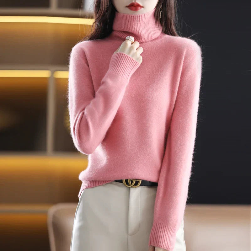 Elise – Damski sweter z golfem miętowy elegancki