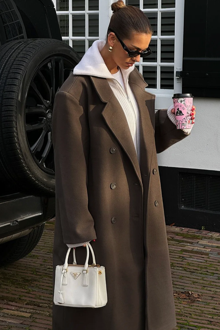 Sylwia – Płaszcz damski zimowy oversize dwurzędowy
