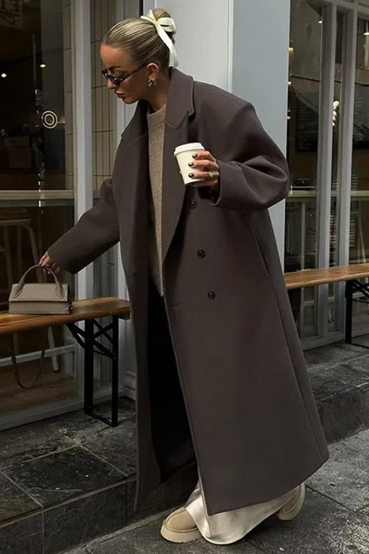 Sylwia – Płaszcz damski zimowy oversize dwurzędowy