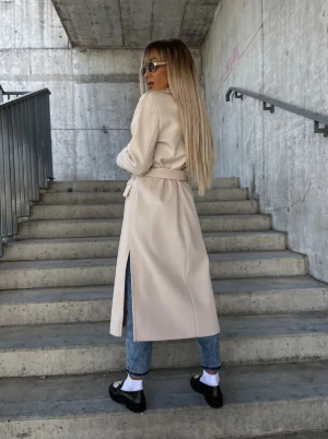 Layla – Tailored Longline Double-Breasted Coat for Women