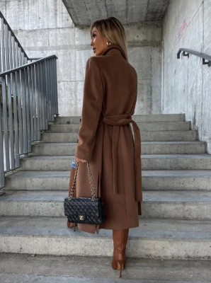 Layla – Tailored Longline Double-Breasted Coat for Women