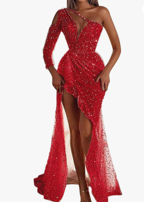 Magdalena – Wieczorowa Suknia Asymetryczna z Cekinam