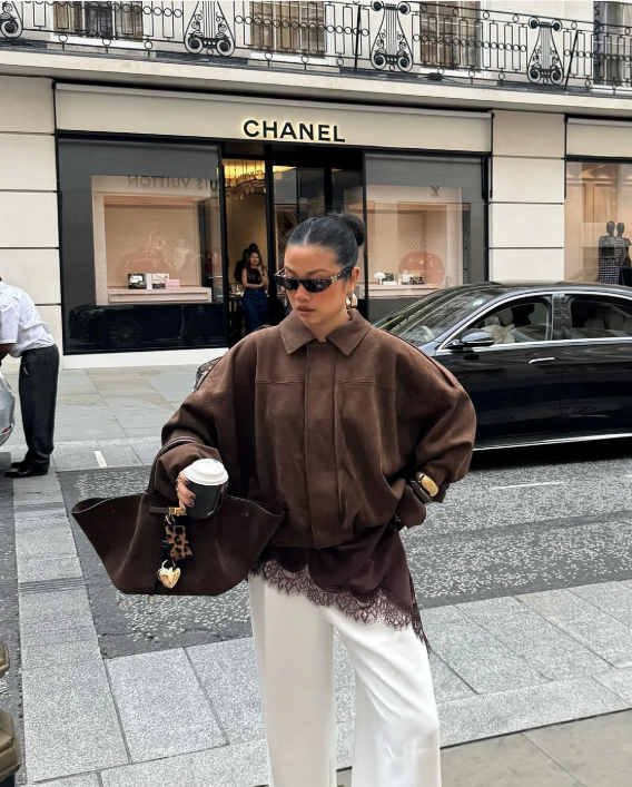 Olga – Oversize Kurtka Damska z Imitacji Zamszu