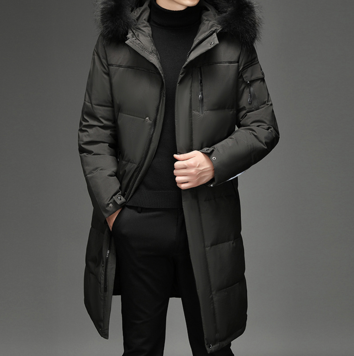 Archer – Long Hooded Winter Puffer Coat for Men