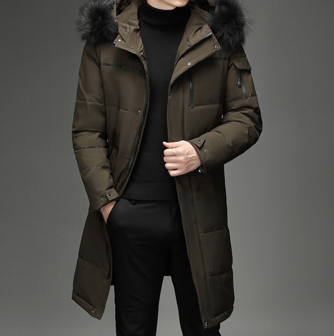 Archer – Long Hooded Winter Puffer Coat for Men