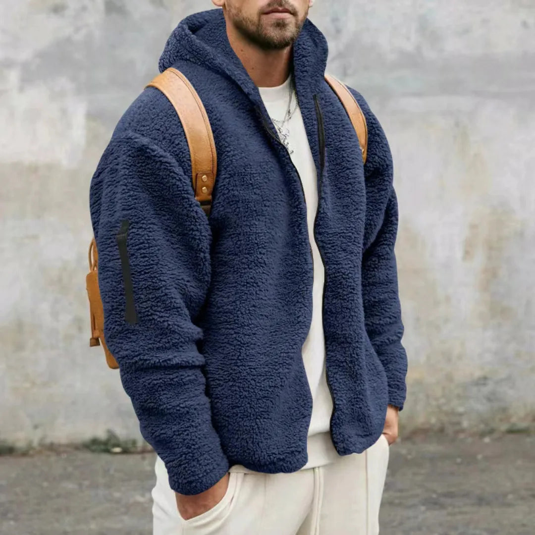 Noah – Cozy Sherpa Zip-Up Hoodie Jacket for Men