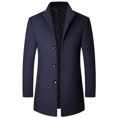 Diego – Tailored Buttoned Long Coat Mens