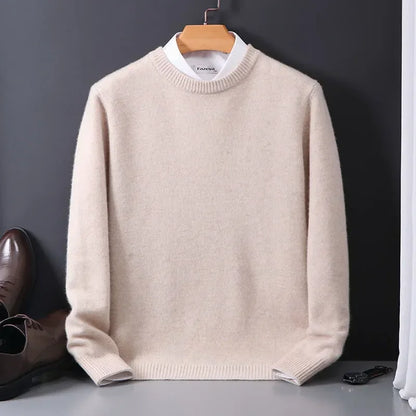 Ethan – Męski sweter beżowy z okrągłym dekoltem