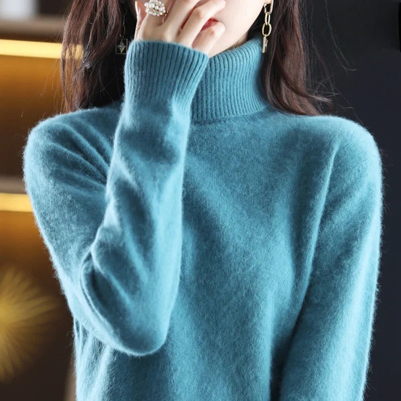 Elise – Damski sweter z golfem miętowy elegancki