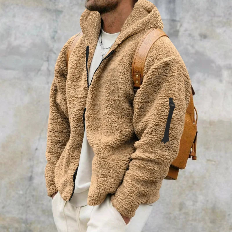 Noah – Cozy Sherpa Zip-Up Hoodie Jacket for Men