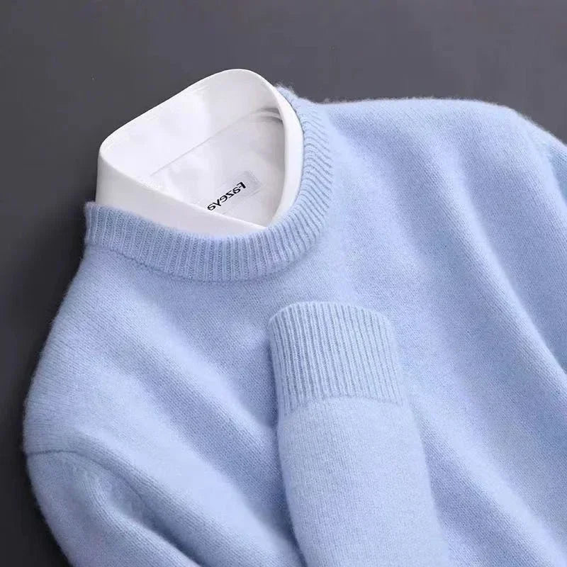 Ethan – Męski sweter beżowy z okrągłym dekoltem