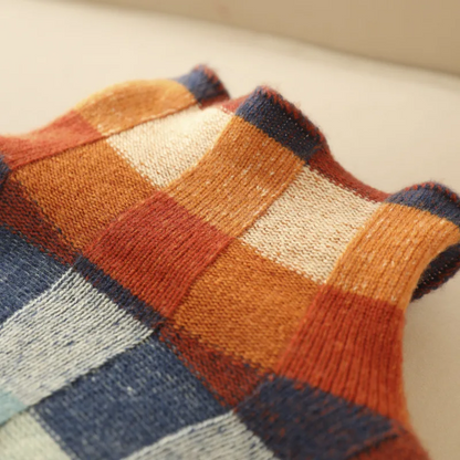 Maya - Damski sweter oversize w kolorową kratę