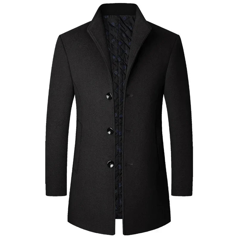 Diego – Tailored Buttoned Long Coat Mens