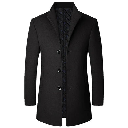 Diego – Tailored Buttoned Long Coat Mens