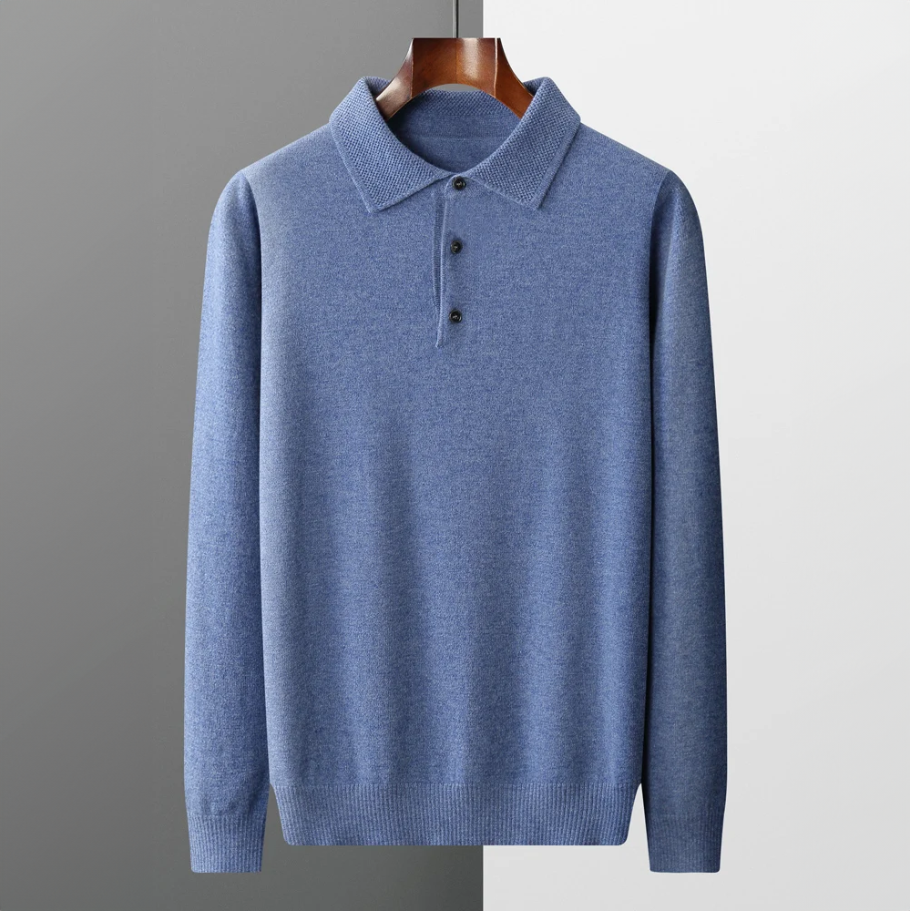 Felix – Męski sweter polo ecru z guzikami