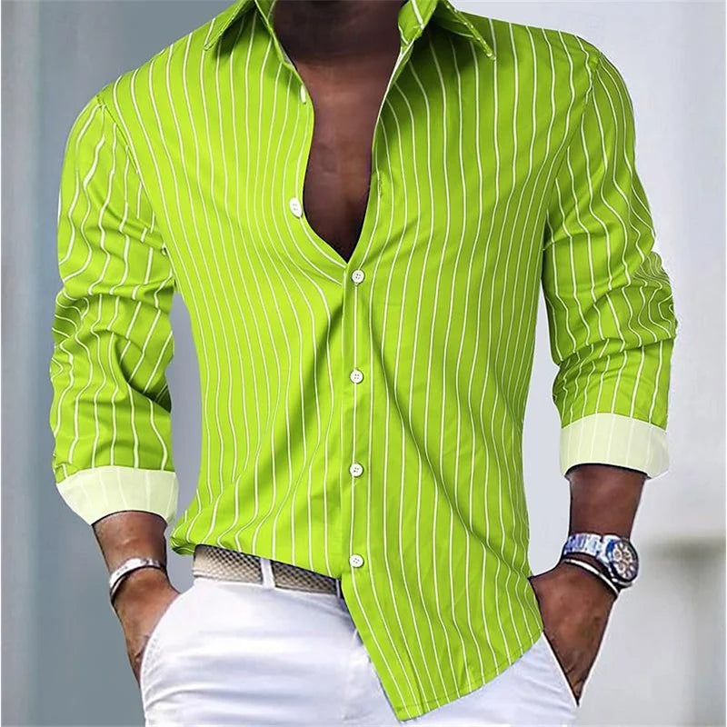 Arthur – Striped Long-Sleeve Button-Up Shirt Menswear