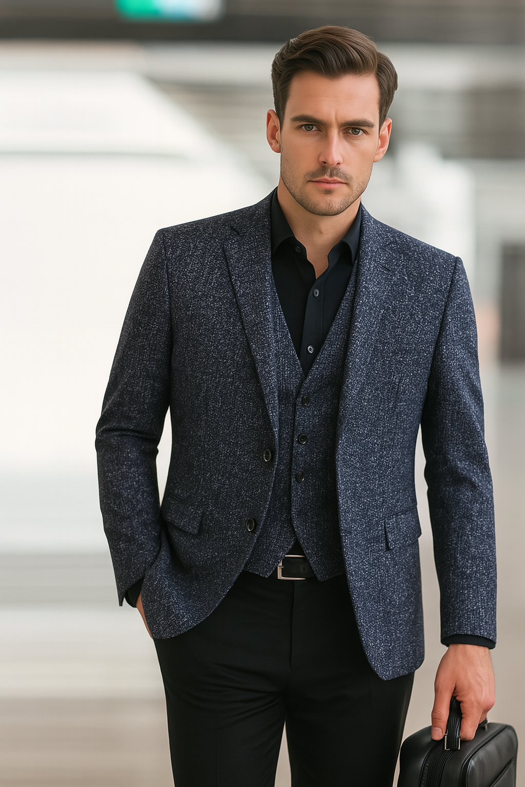 Sergio – Tailored Textured Three-Piece Suit Mens