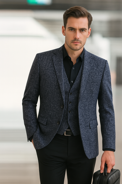 Sergio – Tailored Textured Three-Piece Suit Mens