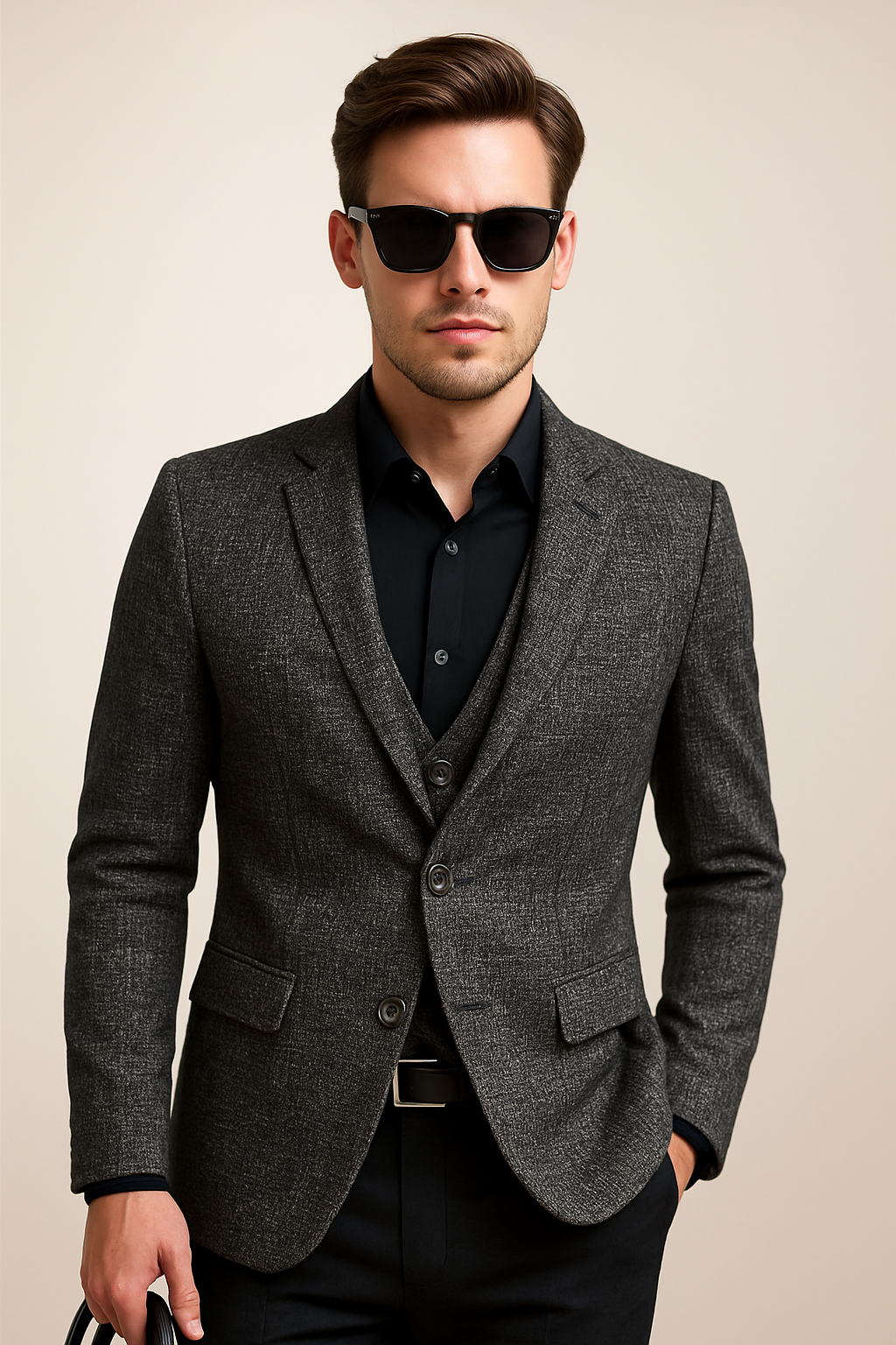 Sergio – Tailored Textured Three-Piece Suit Mens