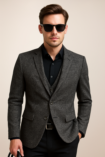 Sergio – Tailored Textured Three-Piece Suit Mens