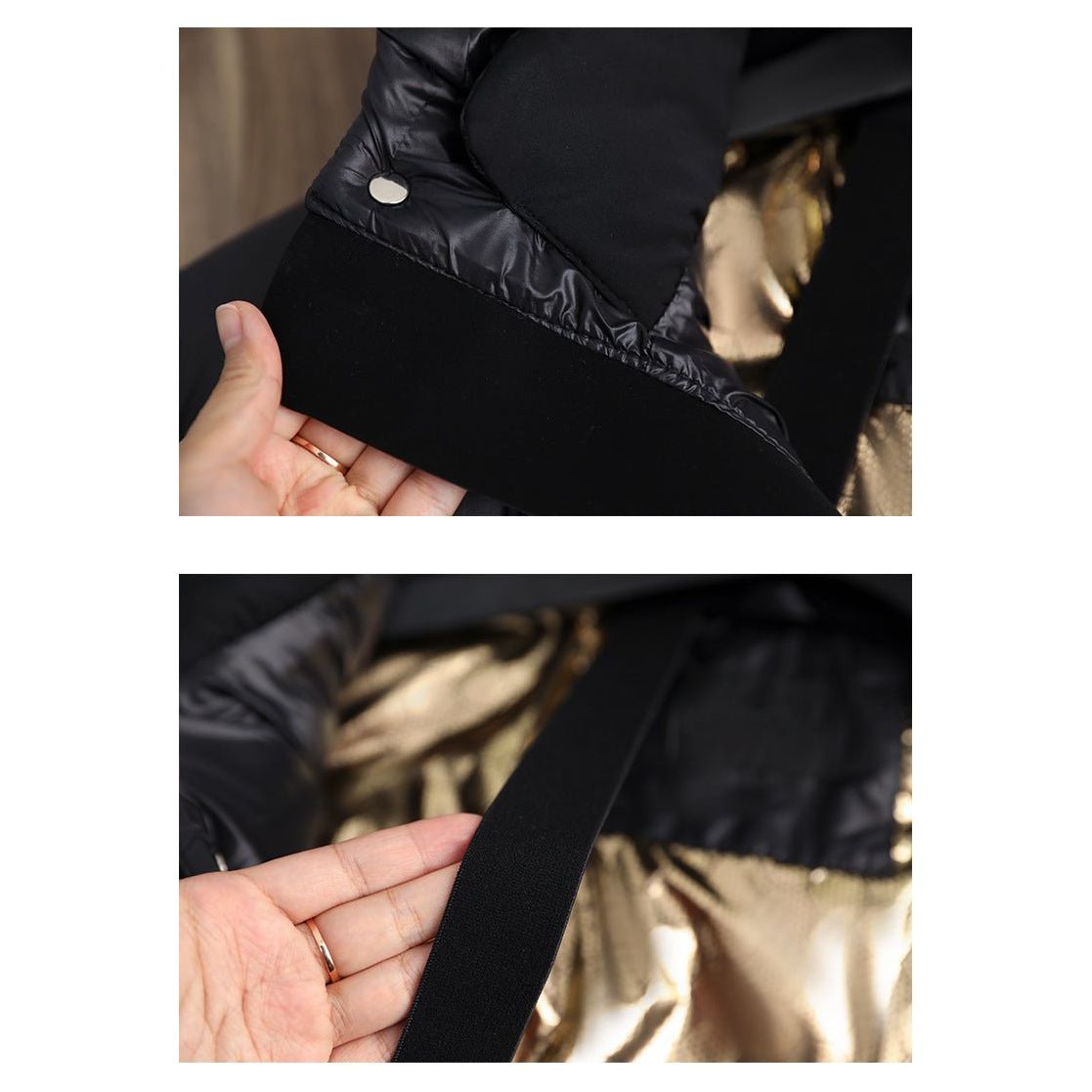 Karolina – Długa pikowana kurtka puchowa z kapturem damska