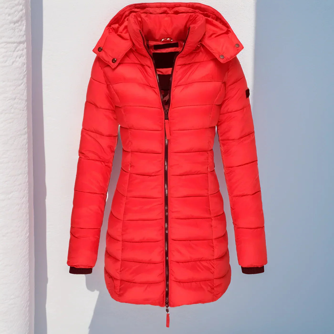 Camille – Długa pikowana kurtka z kapturem