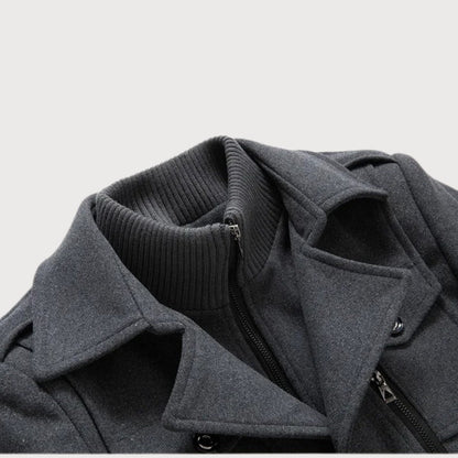James – Structured Wool-Blend Overcoat with Inner Zip Layer for Men