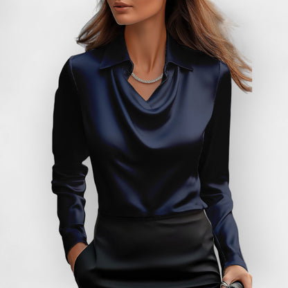 Sofia – Elegant Draped Collar Blouse Women