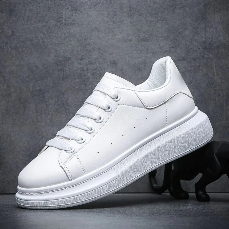 Arlo - Męskie sneakersy białe z czarną piętą