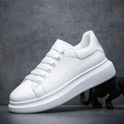 Arlo - Męskie sneakersy białe z czarną piętą