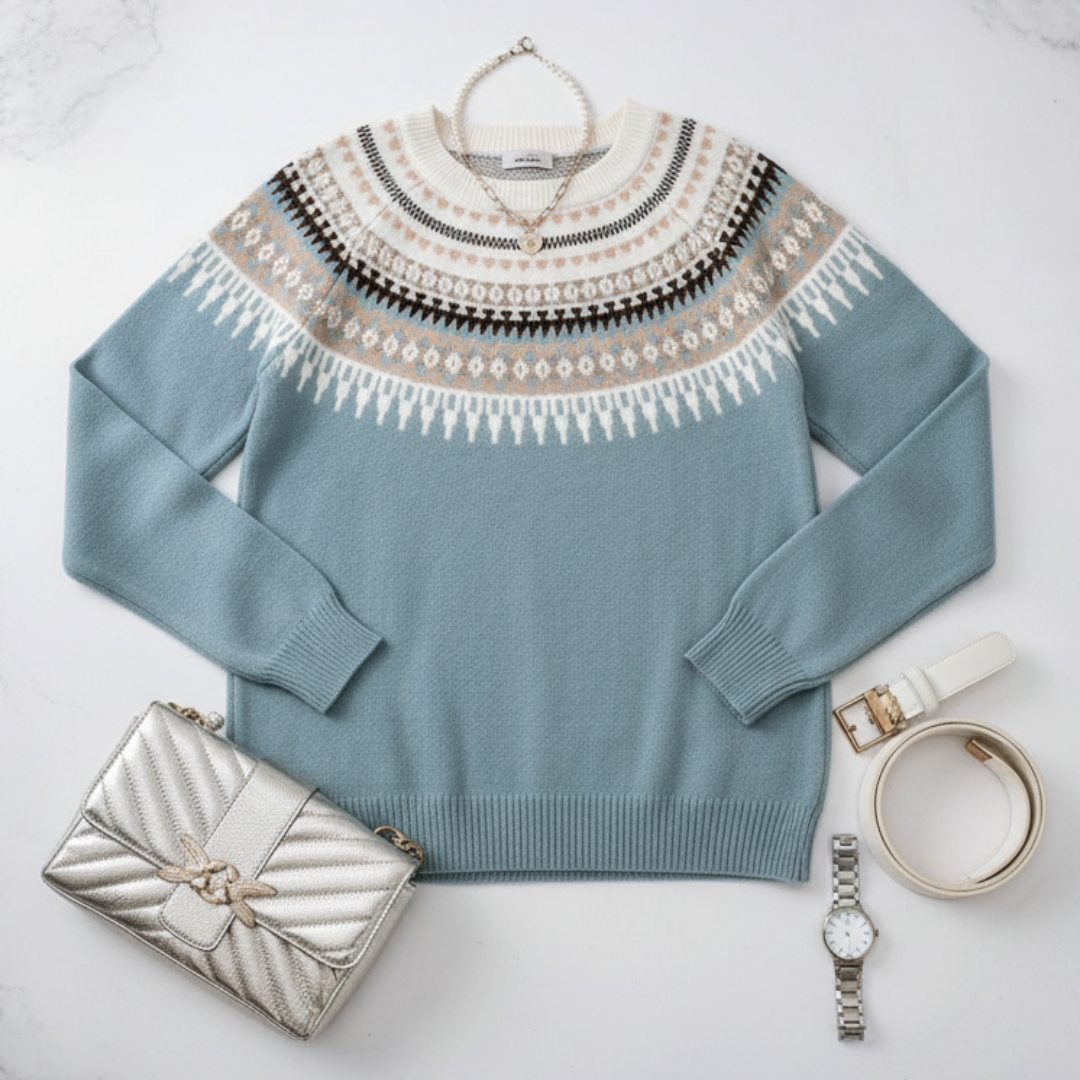 Isla – Patterned Knit Winter Jumper for Women