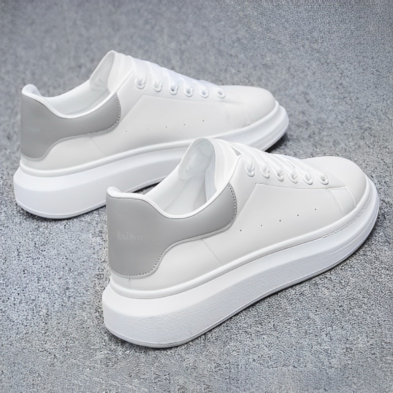 Arlo - Męskie sneakersy białe z czarną piętą