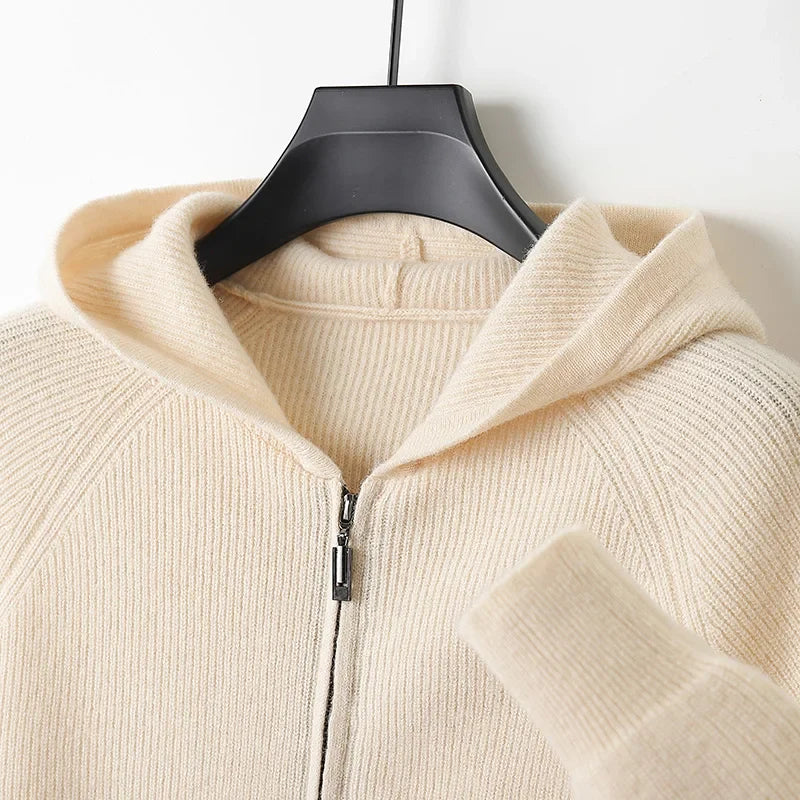 Ethan – Refined Full-Zip Knit Hoodie for Men