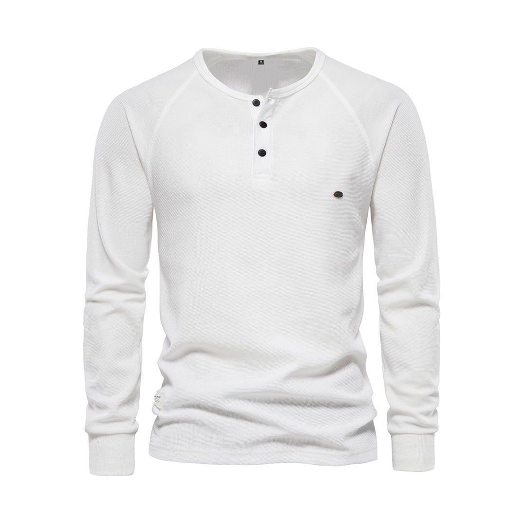Noah - Koszulka męska longsleeve z guzikam