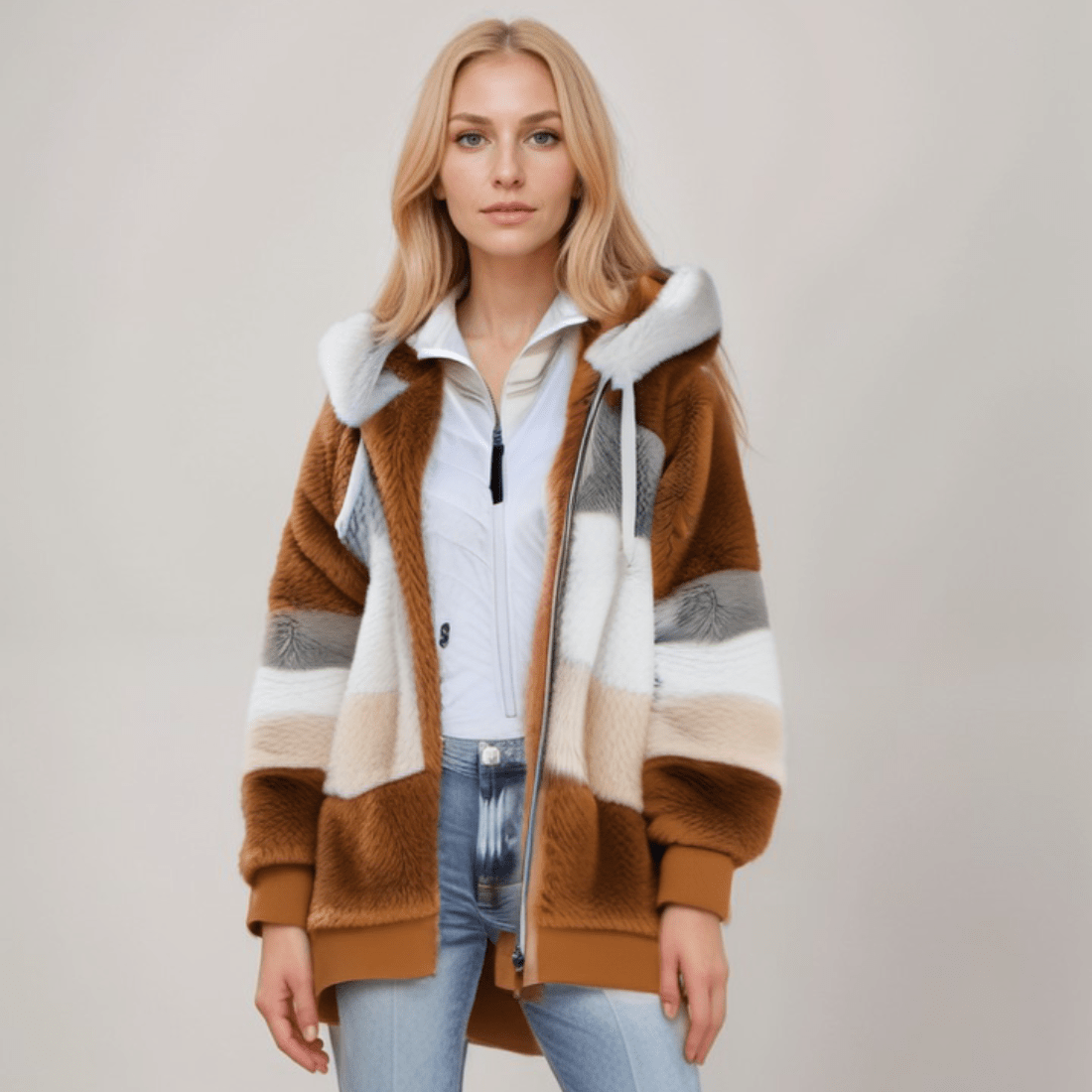 Aurelia – Damska Bluza Futrzana z Kapturem
