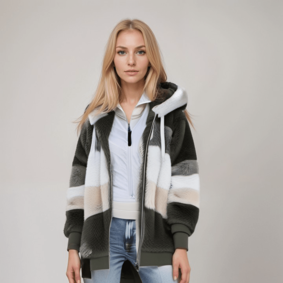 Aurelia – Damska Bluza Futrzana z Kapturem