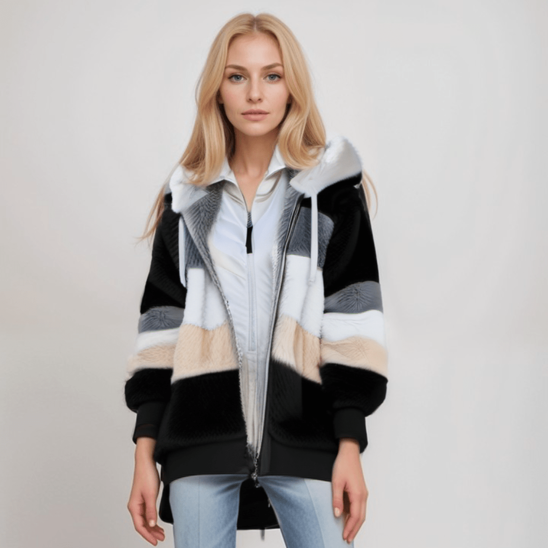 Aurelia – Damska Bluza Futrzana z Kapturem