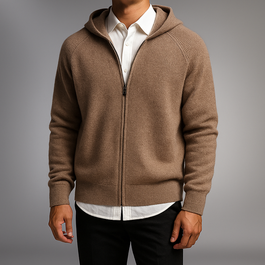 Ethan – Refined Full-Zip Knit Hoodie for Men