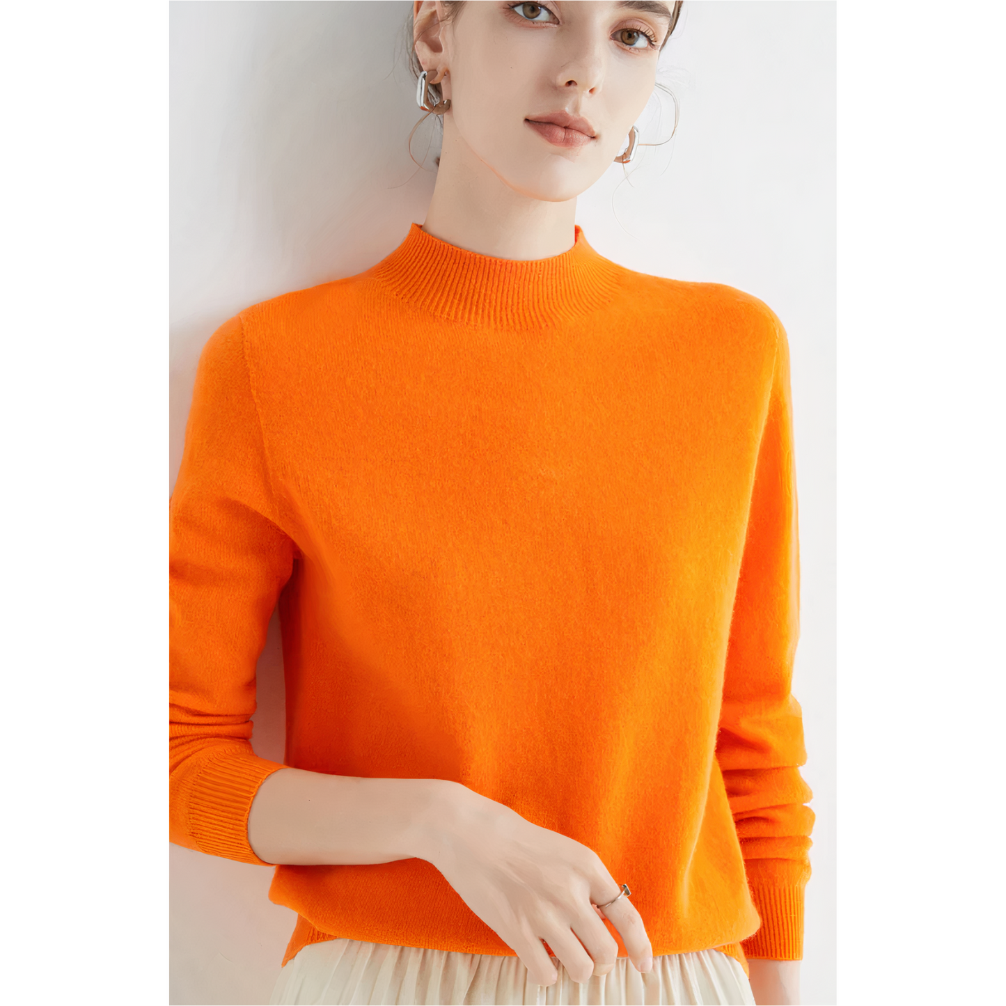 Klara – Damski sweter z kaszmiru z półgolfem
