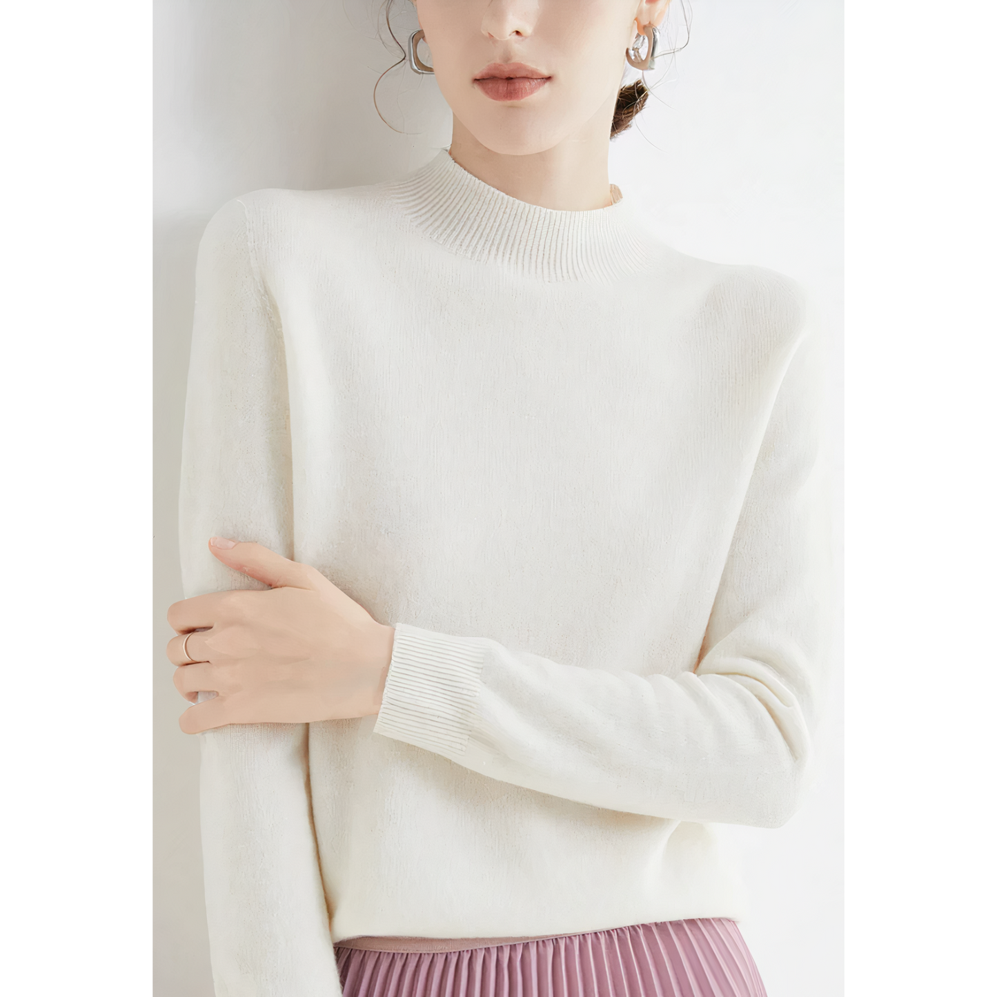 Klara – Damski sweter z kaszmiru z półgolfem