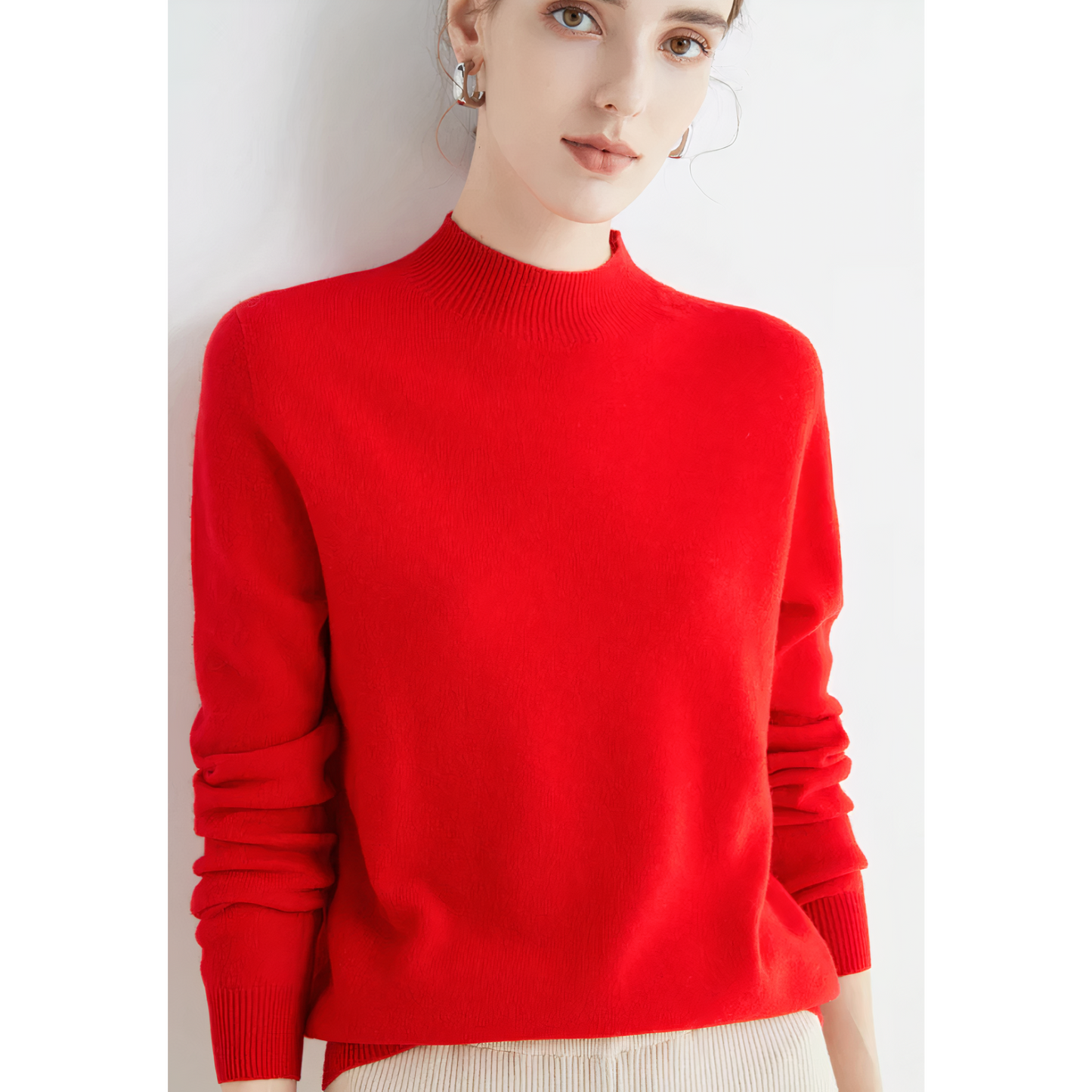 Klara – Damski sweter z kaszmiru z półgolfem